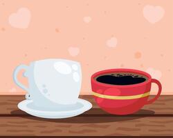 coffee cups in table vector