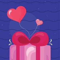 happy valentines gift and hearts vector