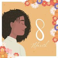 womens day lettering with afro girl vector