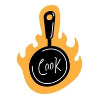 cook lettering in pan vector