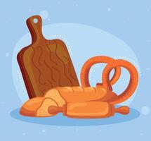 pretzel and bread vector