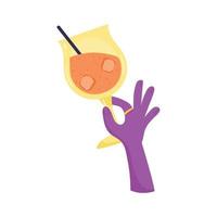 hand with yellow cocktail vector