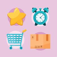 cuatro iconos comerciales de venta vector