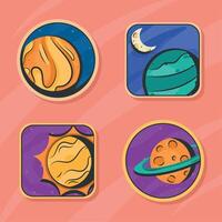 four space outer icons vector