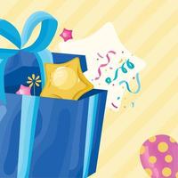 blue giftbox and confetti vector