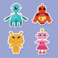 cuatro robots iconos eléctricos vector