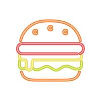 estilo de luz de neón de hamburguesa vector