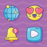 social media four icons vector