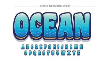 Blue waves cartoon 3d typography vector