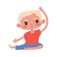 blond yoga boy character vector