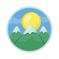 mountains and sun badge vector