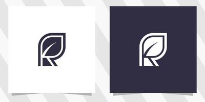 letter r with leaf logo design vector