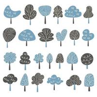 Flat style type of trees collection vector