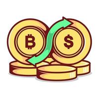 cambio de bitcoin a usd ilustración vectorial vector