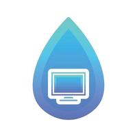 elemento de icono de plantilla de diseño de degradado de logotipo de agua de monitor vector