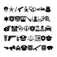 Vector set of police and law enforcement icons on white background