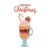 Merry Christmas warm drink cozy winter isolated vector illustration