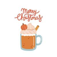 Merry Christmas warm drink cozy winter isolated vector illustration