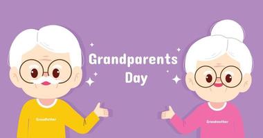 Happy grandfather and grandmother old couple character person grandparents cartoon illustration