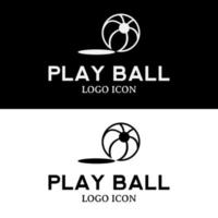 Play ball silhouette with shadow for summer and spring kid outdoor activity business logo design vector