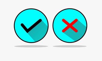 Checkmark and X icon in trendy flat style. Yes No symbol vector