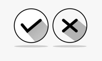 Checkmark and X icon in trendy flat style. Yes No symbol