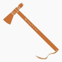 Editable Isolated Native American Tomahawk Axe Vector Illustration in Flat Monochrome Style for Traditional Culture and History Related Design