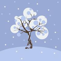 árbol editable y nevadas en la temporada de invierno ilustración vectorial en estilo plano vector