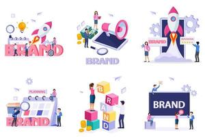 Business brand vector concept. Building brand marketing strategy. Brand name, brand planning, brand reputation.