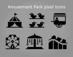 Pixel de 8 bits los íconos de entretenimiento en ilustraciones vectoriales para el patrón de punto cruzado y los activos del juego. vector