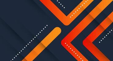 Dark abstract background wide horizontal banner with orange lines and dotted line, vector illustration.