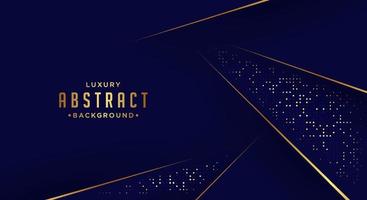 Abstract curve overlapping on dark blue background with glitter and golden lines. vector