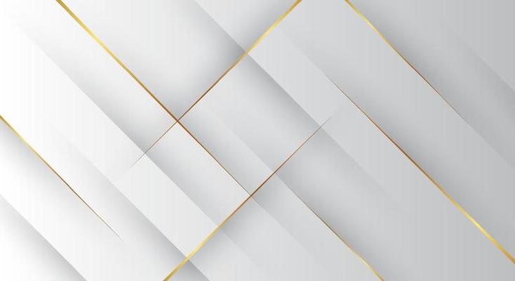 White luxury abstract background with golden lines and shadows.