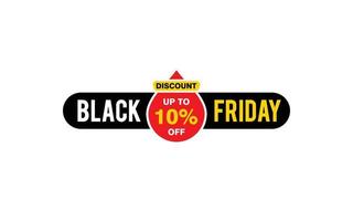 10 Percent discount black friday offer, clearance, promotion banner layout with sticker style. vector