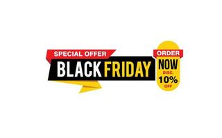 10 Percent discount black friday offer, clearance, promotion banner layout with sticker style. vector