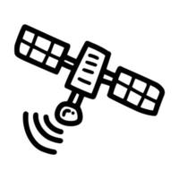 diseño de icono de ilustración de vector de línea de satélite de nave espacial con estilo dibujado a mano de garabato