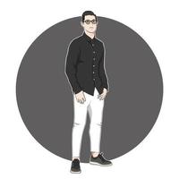 ilustration vector portrait graphic of man standing pose