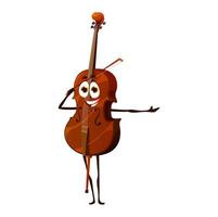 Cartoon contrabass, double bass funny character vector