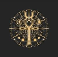 Mason sign, occult and esoteric Egyptian Ankh sign vector