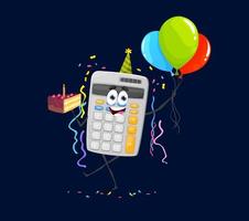 Holiday birthday celebration, cartoon calculator vector