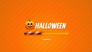 Halloween loading bar, pumpkin, horror night load vector