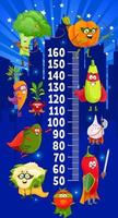 Kids height chart cartoon vegetable superheroes vector