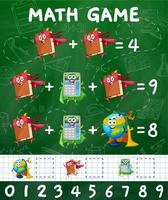 Math game with textbook, globe and calculator vector