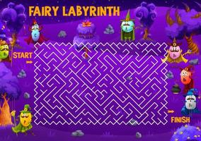 juego de laberinto laberinto con personajes de mago de vitamina vector