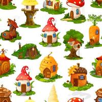 Seamless pattern of cartoon fairytale gnome houses vector