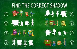 Find correct shadow of school hero characters vector