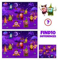 Find ten differences cartoon vitamin wizards mages vector