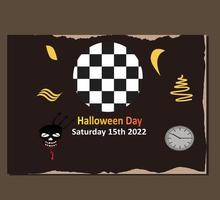 Halloween Day invitation banner with vintage collage vector
