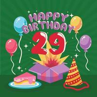 29th birthday greeting card template vector