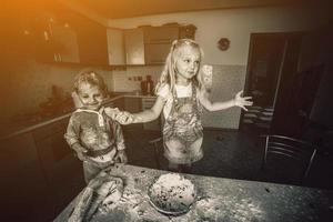 Kids is playing with flour photo